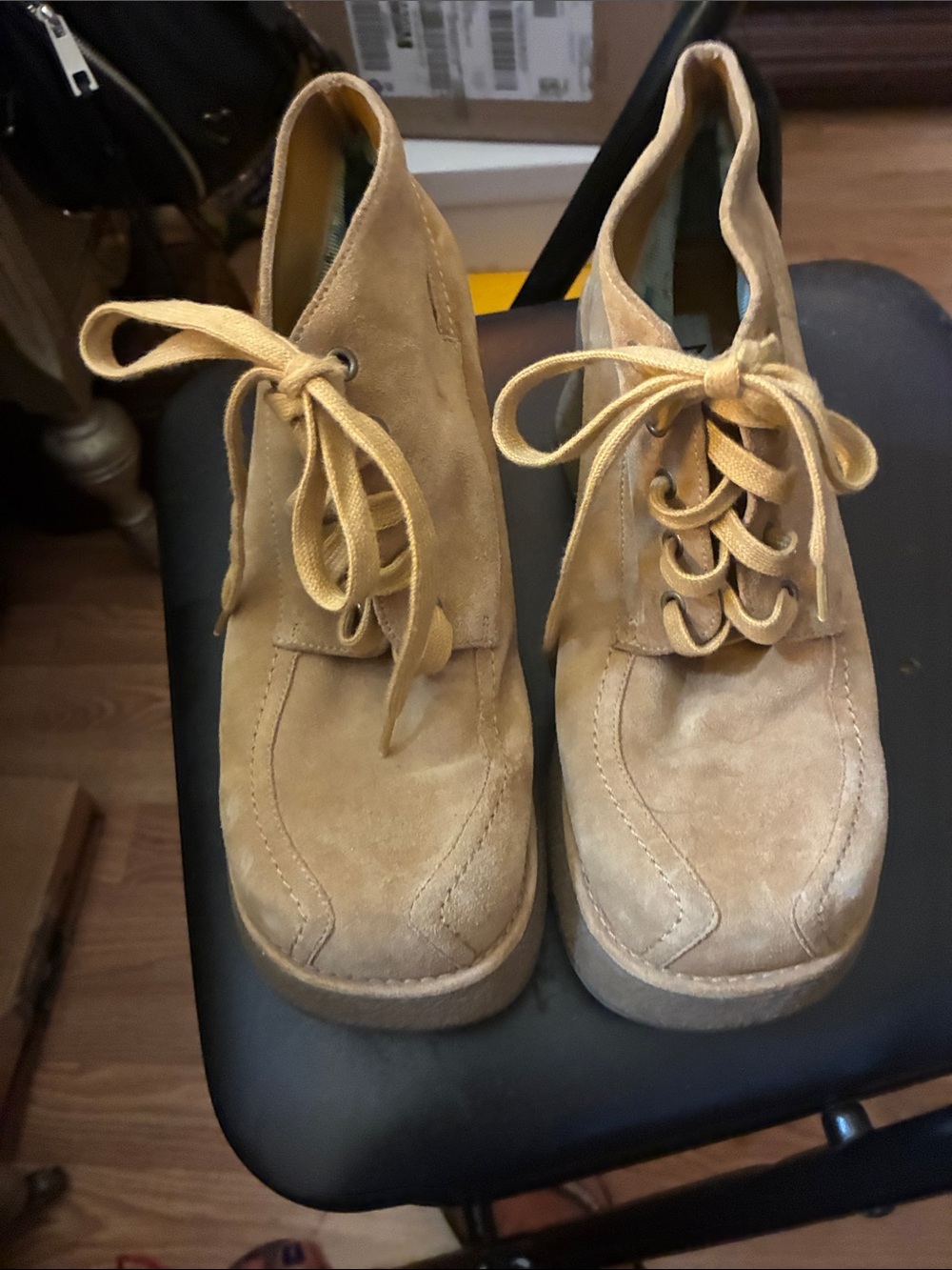 Vintage Mia tan suede bootie